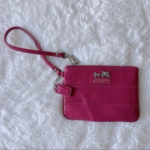 Hot Pink Coach Leather Wristlet